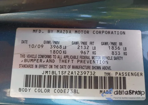 2010 Mazda Mazda3 I Sport from USA, damaged, VIN JM1BL1SF2A1239732